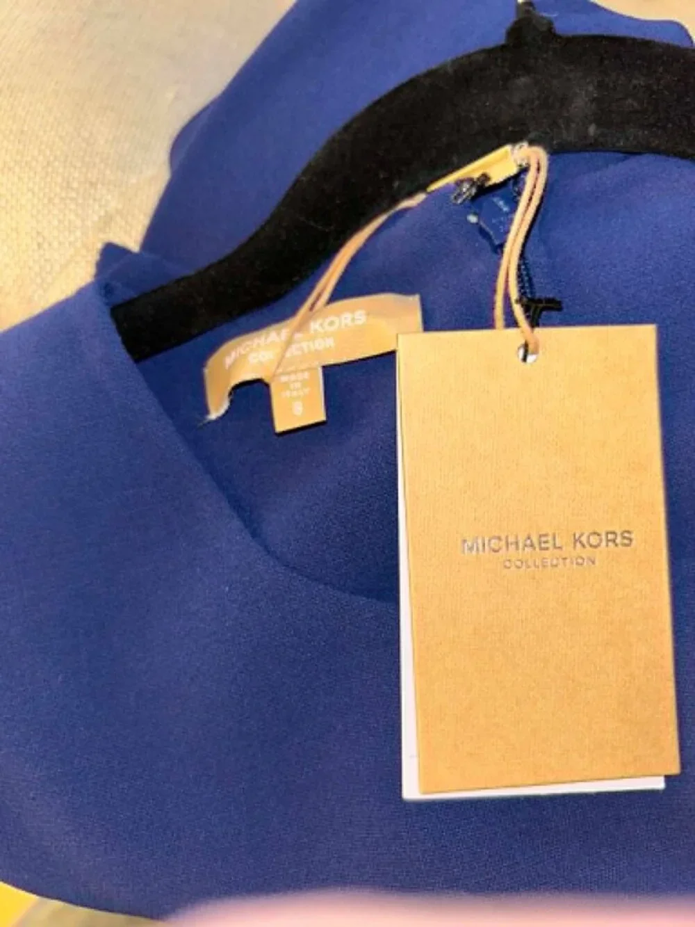 NWT $2995 Michael Kors Asymmetrical Ruffle Cascading Crepe Gown Navy Size 8